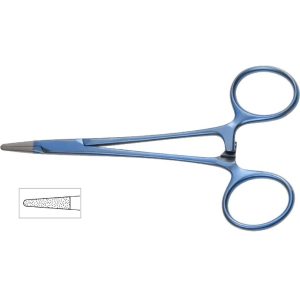 Titanium Halsey Needle Holder, 5″ (12.5cm), Diamond Dust™ Jaw